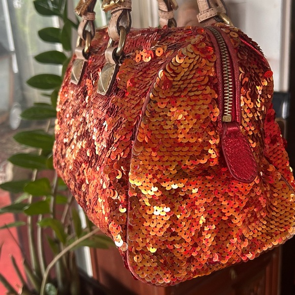 Michael Kors Grayson Sparkling orange Sequin Satchel - Picture 3 of 10